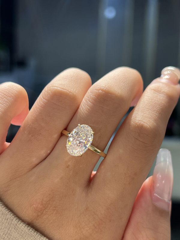18k Yellow Gold 2CTW Oval Cut Lab Grown Diamond Engagement Ring