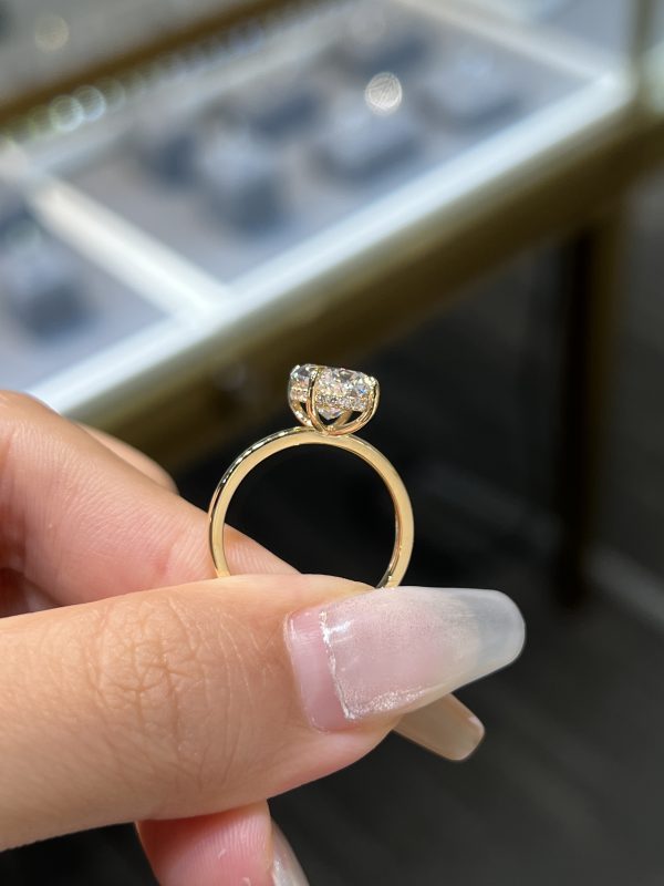 18k Yellow Gold 2CTW Oval Cut Lab Grown Diamond Engagement Ring