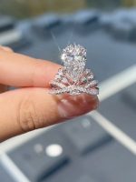 3.5CTW Pear Cut Lab Grown Diamond Engagement Ring in 18K White Gold