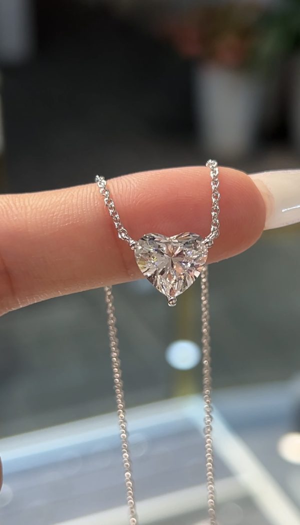 1CT Heart Cut Lab Grown Diamond Solitaire Pendant in 18K White Glod