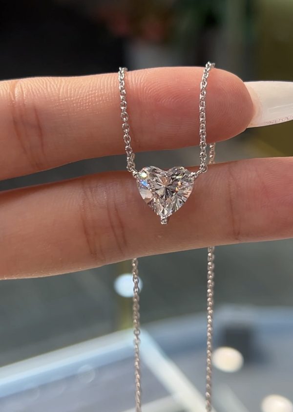 1CT Heart Cut Lab Grown Diamond Solitaire Pendant in 18K White Glod