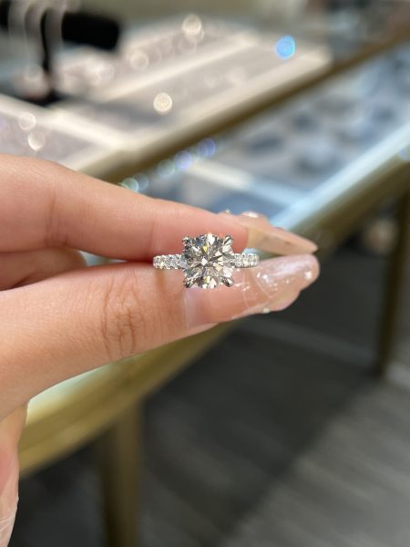 3CTW Round Brilliant Lab Grown Diamond Engagement Ring Four Prong