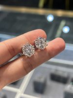 10CTW Lab Grown Diamond Earrings Six Prong in 18K  White Gold