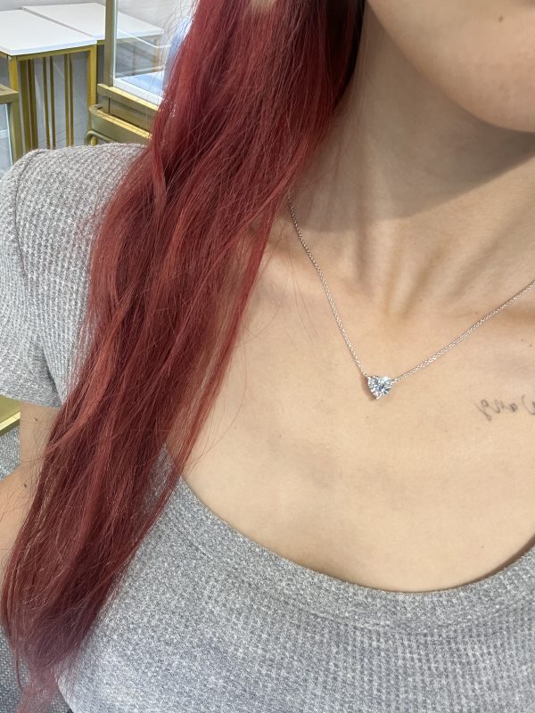 1CT Heart Cut Lab Grown Diamond Solitaire Pendant in 18K White Glod