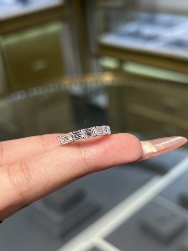 3.25CTW Emerald Cut Lab Grown Diamond Men‘s Wedding Band