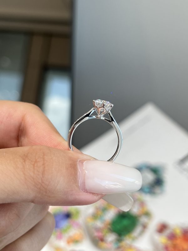 1CTW  Round Brilliant Lab Grown Diamond Engagement Ring Six Prong