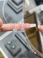 Round Brilliant Lab Grown Diamond Earrings Four Prong in 18K White Gold