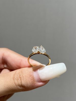 Toi et Moi Lab Grown Diamond Engagement Ring Oval Cut and Pear Cut