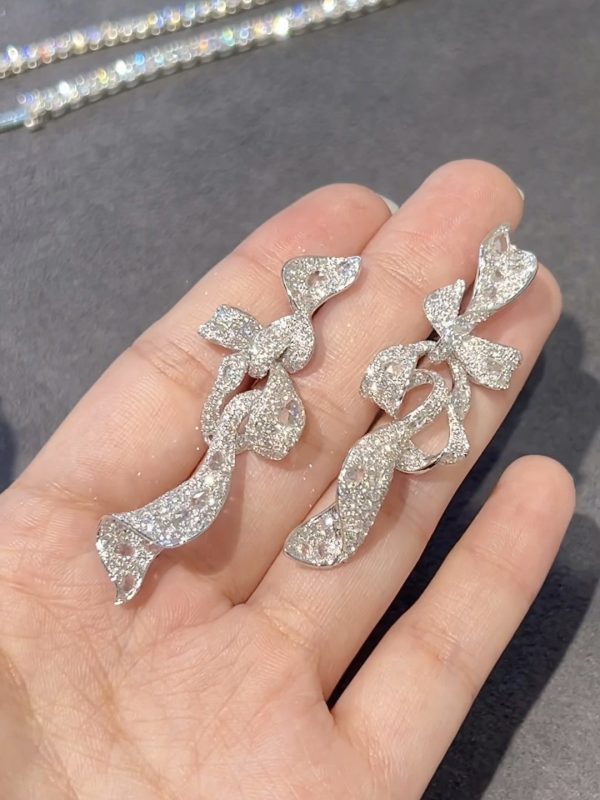 Rose Cut Lab Grown Diamond Earrings in 18K White Gold