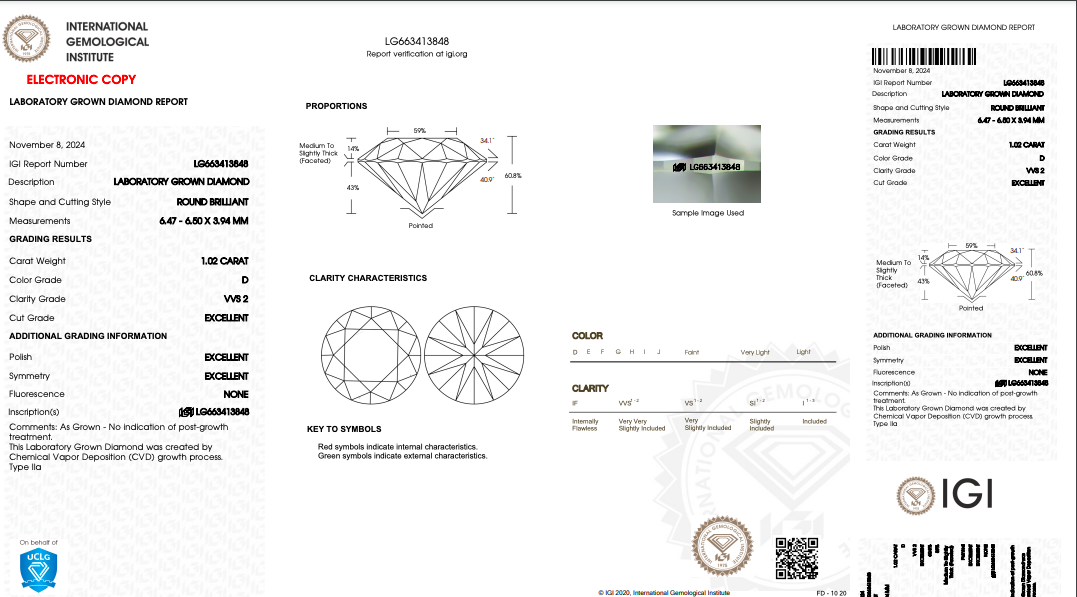 1.02CT D VVS2 IGI Certification