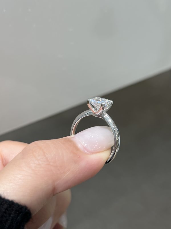 1.5 Carat Princess Cut Lab Grown Diamond Engagement Ring in 18K White Gold