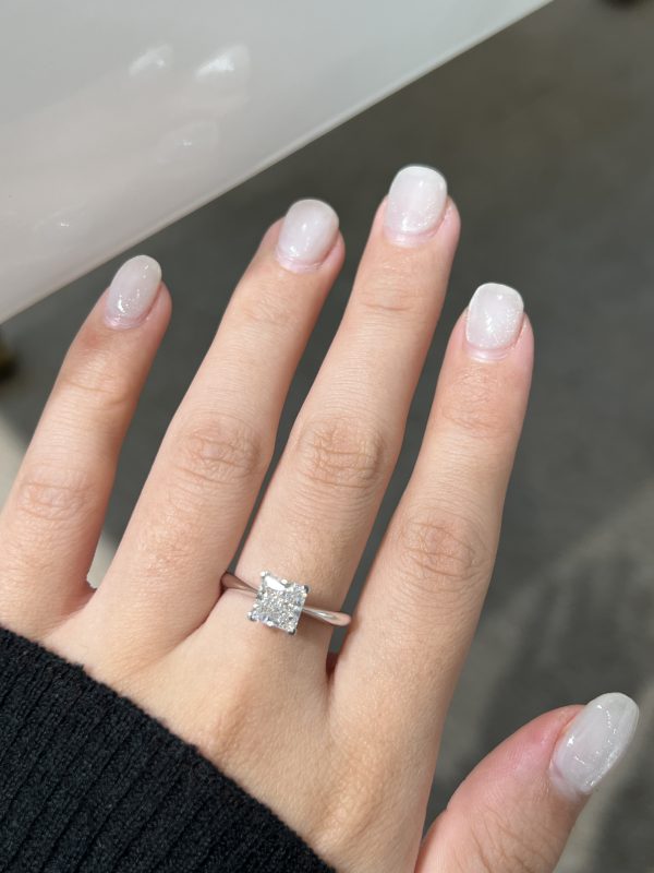 1.5 Carat Princess Cut Lab Grown Diamond Engagement Ring in 18K White Gold