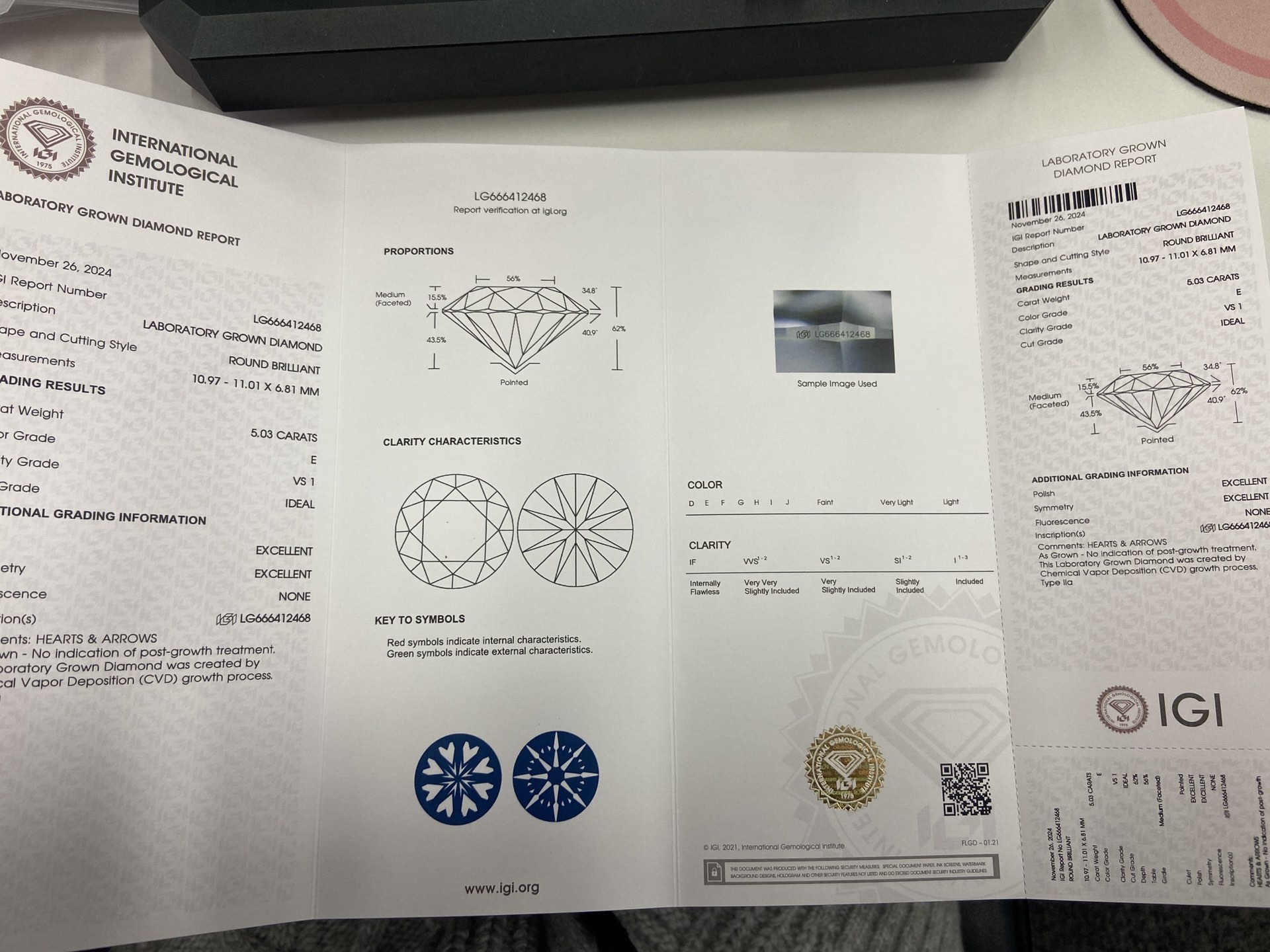 5.03CT Lab Grown Diamond E VS1 IGI Certification