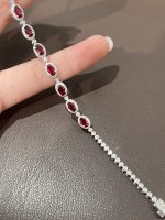 Lab Grown Diamond & Ruby Bracelet For Women in 18K White Gold