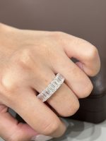 11 Carats Full Circle Emerald Cut Lab Grown Diamond Wedding Band Ring in 18K White Gold