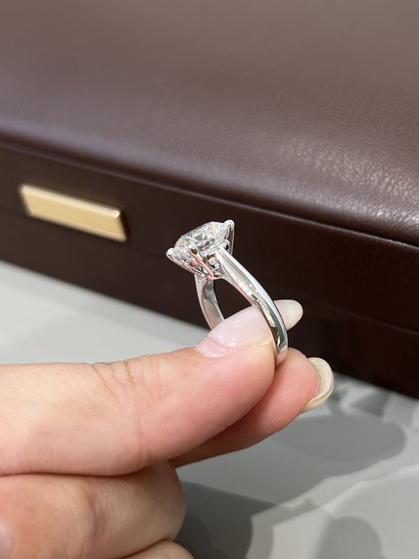 5CT Lab Grown Diamond Solitaire Engagement Ring in 18K White Gold